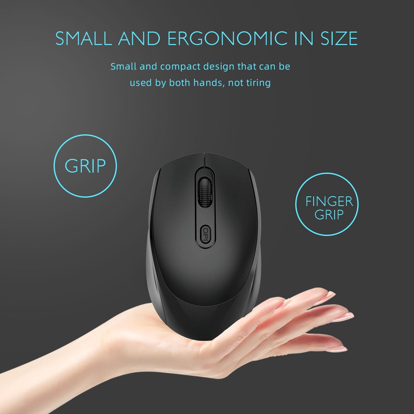 ONE-UP Wireless Mouse, 2.4G, Silent, USB Nano Receiver, for Laptop, Chromebook, PC, Mac, Windows and School Work (Black)