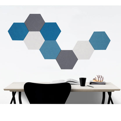 Afumazi 8Pcs Hexagon Felt Cork Board Tiles Self Adhesive Bulletin Board, Pin Board for Wall Decor Memos Photos Display (Set D)