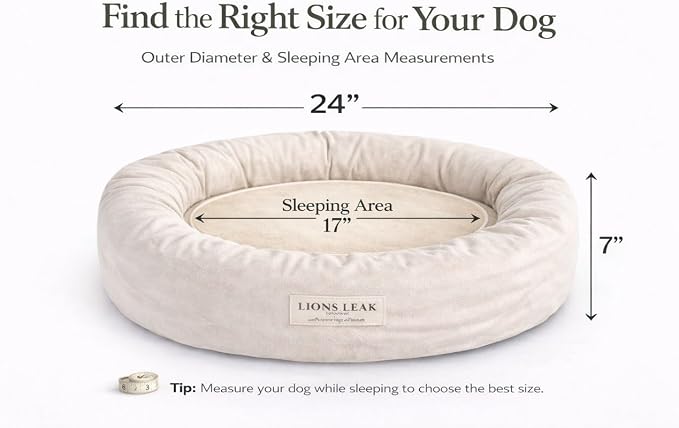 Round Dog Bed – Natural Canvas, Removable Washable Cover, Raw Cotton or Latex Fill, Hypoallergenic Non-Toxic, Made in USA (Natural, Small, Firm Support – Raw Cotton)