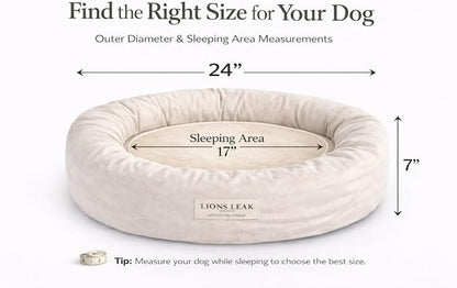 Round Dog Bed – Natural Canvas, Removable Washable Cover, Raw Cotton or Latex Fill, Hypoallergenic Non-Toxic, Made in USA (Natural, Small, Firm Support – Raw Cotton)