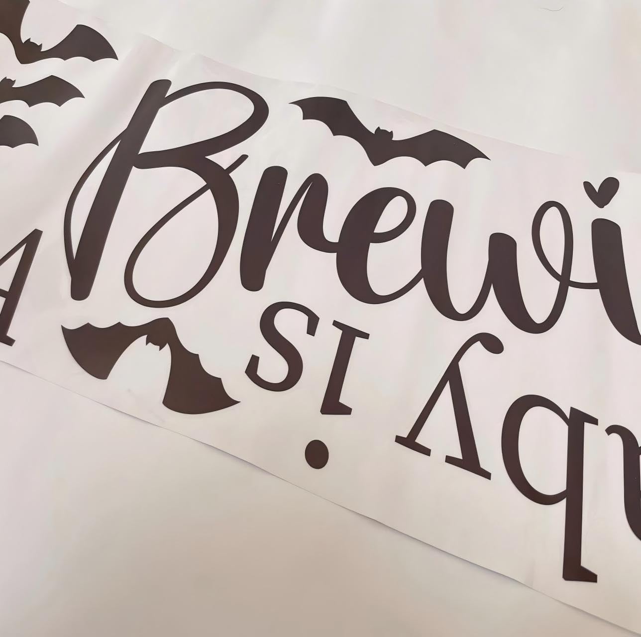 A Baby is Brewing With Bats Welcome Sign Decal for Halloween Witchy Baby Shower, October Fall Season, Haunted House Backdrop