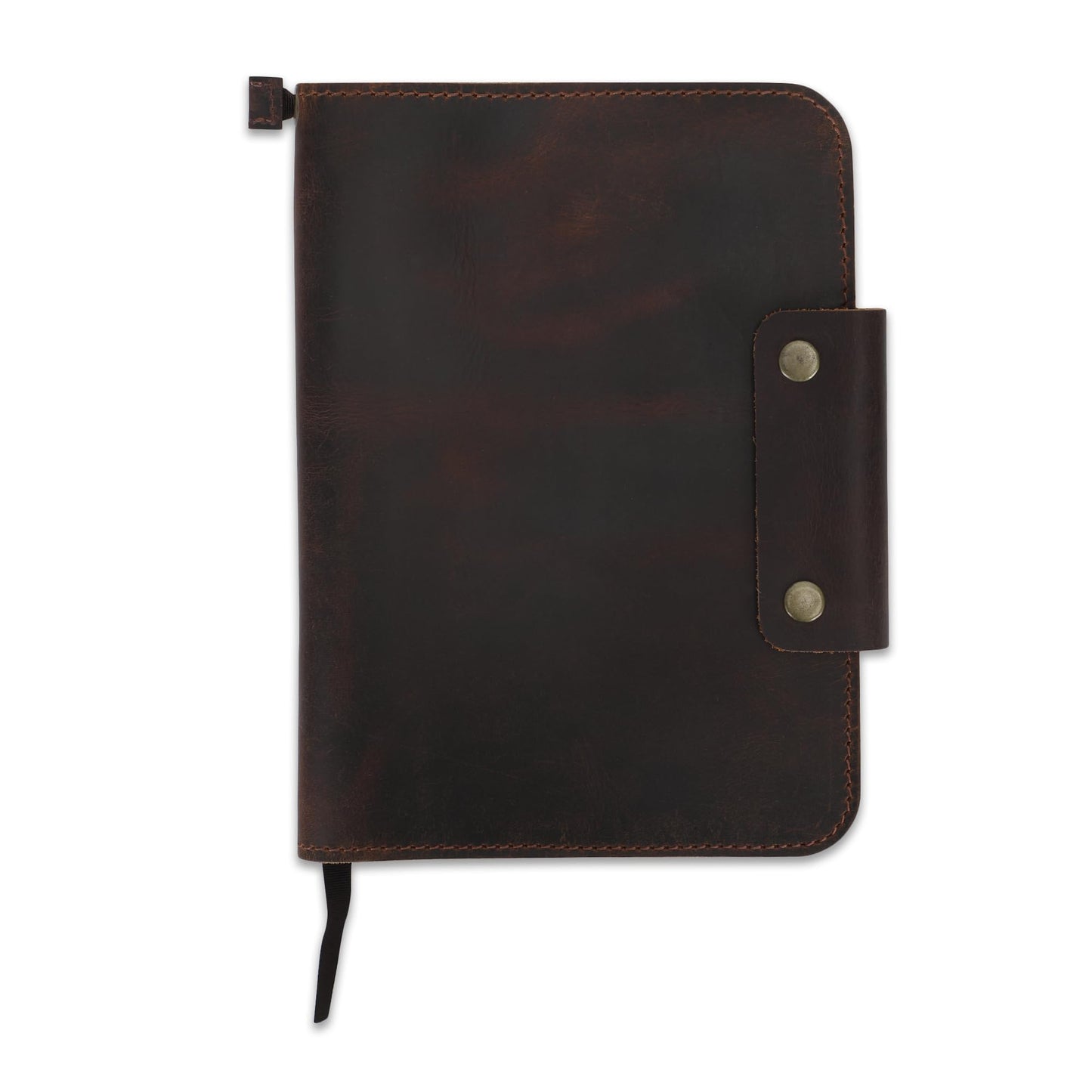 CestAntiQ Rustic Leather Journal Cover for A5 Notebooks (Fits 5.75 x 8.25 Inch & 5.5 x 8.2 Inch) | Premium Full Grain Leather Notebook Cover, Refillable Journal Cover with Pen Loop, 5 Card Slots & Interior Pocket | Leather Planner & Diary Cover (Brown)