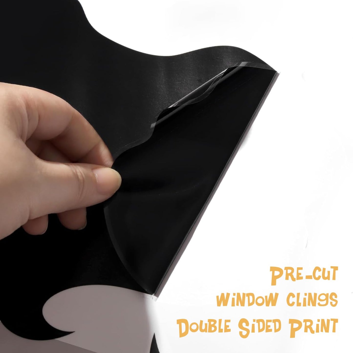 Halloween Window Clings Decoration - 35" Large Double Sided Hocus-Pocus Decor Halloween Witch Silhouette with Black Cat Bat, Spooky Scary Window Decals Stickers Home Decor for Glass Mirror, 3 Sheets