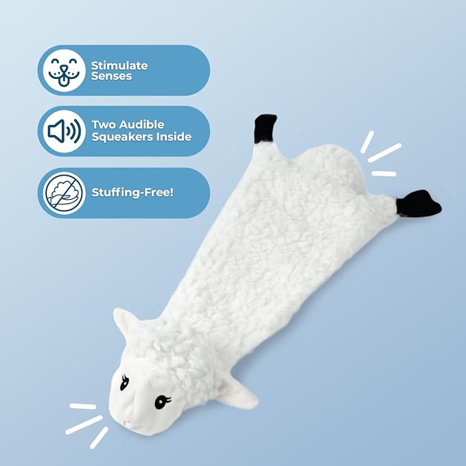 Best Pet Supplies Squeaky Dog Toys with Soft Durable Fabric for Small, Medium and Large Pets Interactive Toy for Indoor Play, Supports Active Biting and Play - Sheep, Small