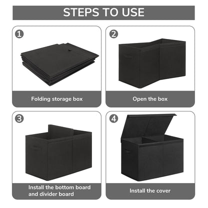 INDRESSME 25"x13"x16" Large Toy Storage, Foldable Storage Bins with Dividers, Toy Chests for Closet, Playroom, Bedroom, Toy Box for Kids, Boys Girls (Black)
