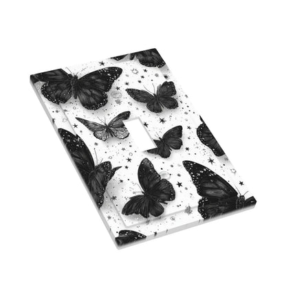 Annisrak Decorative Light Switch Cover Plate Gothic Black Butterfly Celestial Star Pattern 1 Gang Single Toggle Electrical Outlet Covers Wall Plate Decorate Switch Plate Cover For Bedroom Living Room