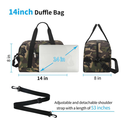 Apenze Small Gym Bag 14 inch lightweight Carry On Mini Duffel Bag for Travel Sport - Camo