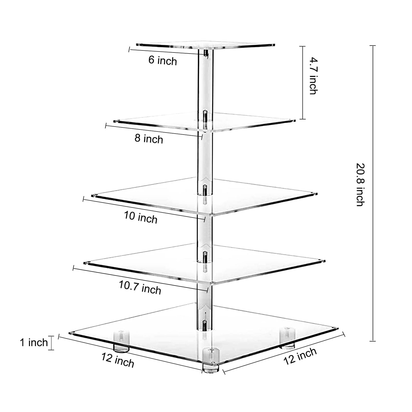 OLACHIKKO Cupcake Stand, 5-Tier Square Cupcake Holder with LED Light String, Acrylic Cupcake Tower Display-Dessert Tower-Pastry Stand-Cupcake Tier Stand for Wedding, Birthday Party (Colorful Light)…