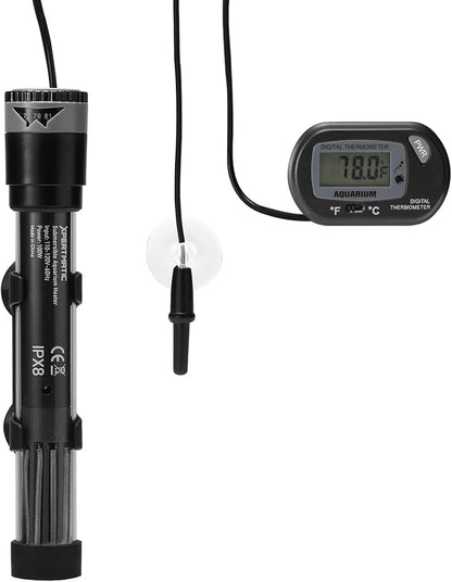 SainSmart XpertMatic Aquarium Heater Submersible, Fish Tank Heater 100W Adjustable Thermostat with Suction Cup, for Marine Saltwater and Freshwater, Up to 20 Gallon Fish Tanks