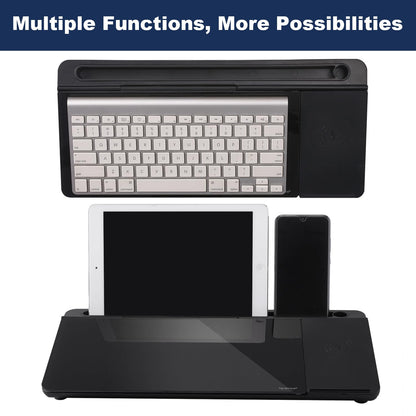 Small Glass Desktop Whiteboard Dry-Erase-Board - Computer Keyboard Stand with Wireless Charger White Board Surface Pad with Drawer, Desk Organizers with Accessories for Office, Home, School Supplies