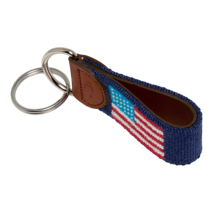 Huck Venture American Flag Needlepoint Key Fob & Keychain (American Flag)