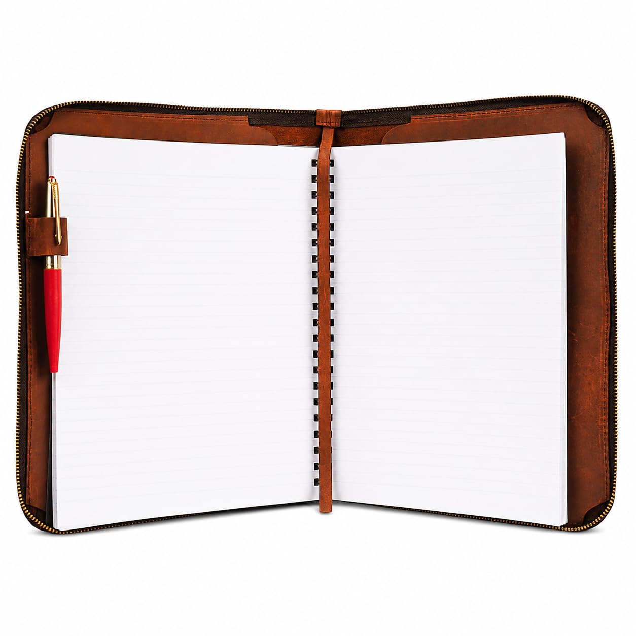 CestAntiQ, Heavy Duty Full Grain Leather Journal Cover (8.5 x 11 in.), Refillable Cahier XXL, Refillable Spiral Notebook (8.5 x 11 in.), Handmade Zippered Leather Journal Cover