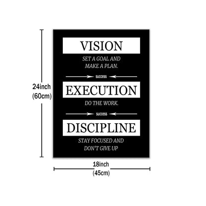 Motivational Canvas Poster Wall Art Inspirational Office Decor Vision Execution Discipline Positive Picture Painting Wall Artwork for Kitchen Teens Room Office Framed Ready to Hang [18''Wx24''H]