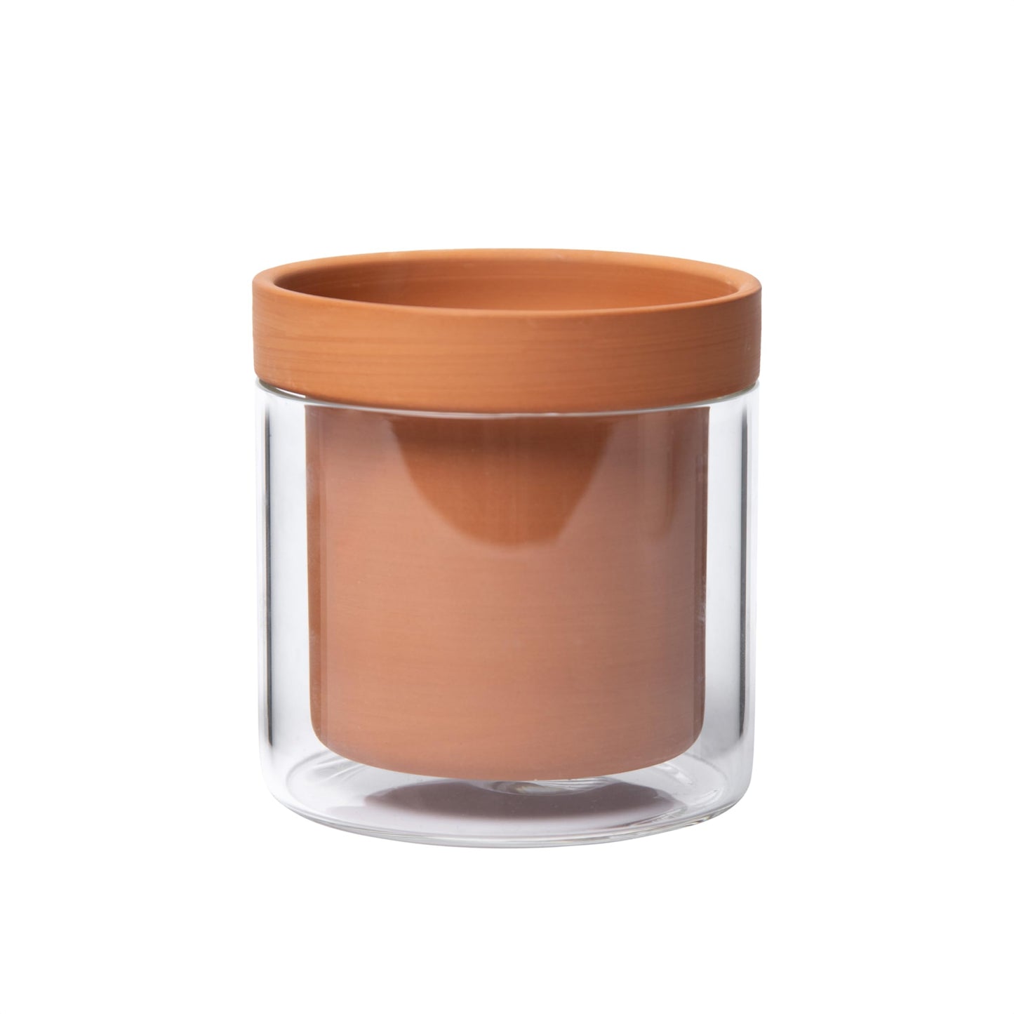 Phoenix Vine 4 Inch Self Watering Planter Pot, Terracotta Clay Pot with Glass Reservoir for Indoor Plants, Herbs, Flowers, Set of 1, 52-A-E-1