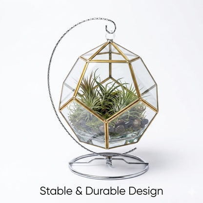 HOHIYA Christmas Ornament Display Stand 4 Pack 9.5" Chrome Silver Twist Wire Holder for 150mm Glass Terrarium Air Plants Halloween, Xmas Easter & Seasonal Decorations