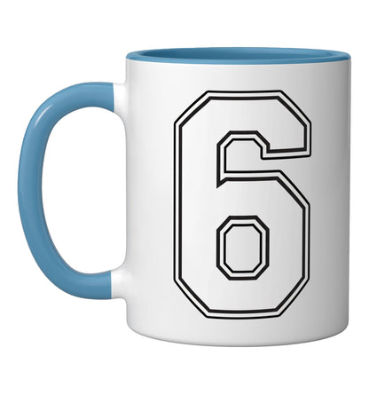 Halloween Number 6 Matching Meme Costume Men Women Kids Ceramic Mug, Blue/White