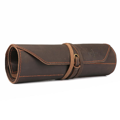 Tourbon Full Leather Knife Roll Carving Tool Organizer Craft Carrier Storage Bag Case with 10 Slots