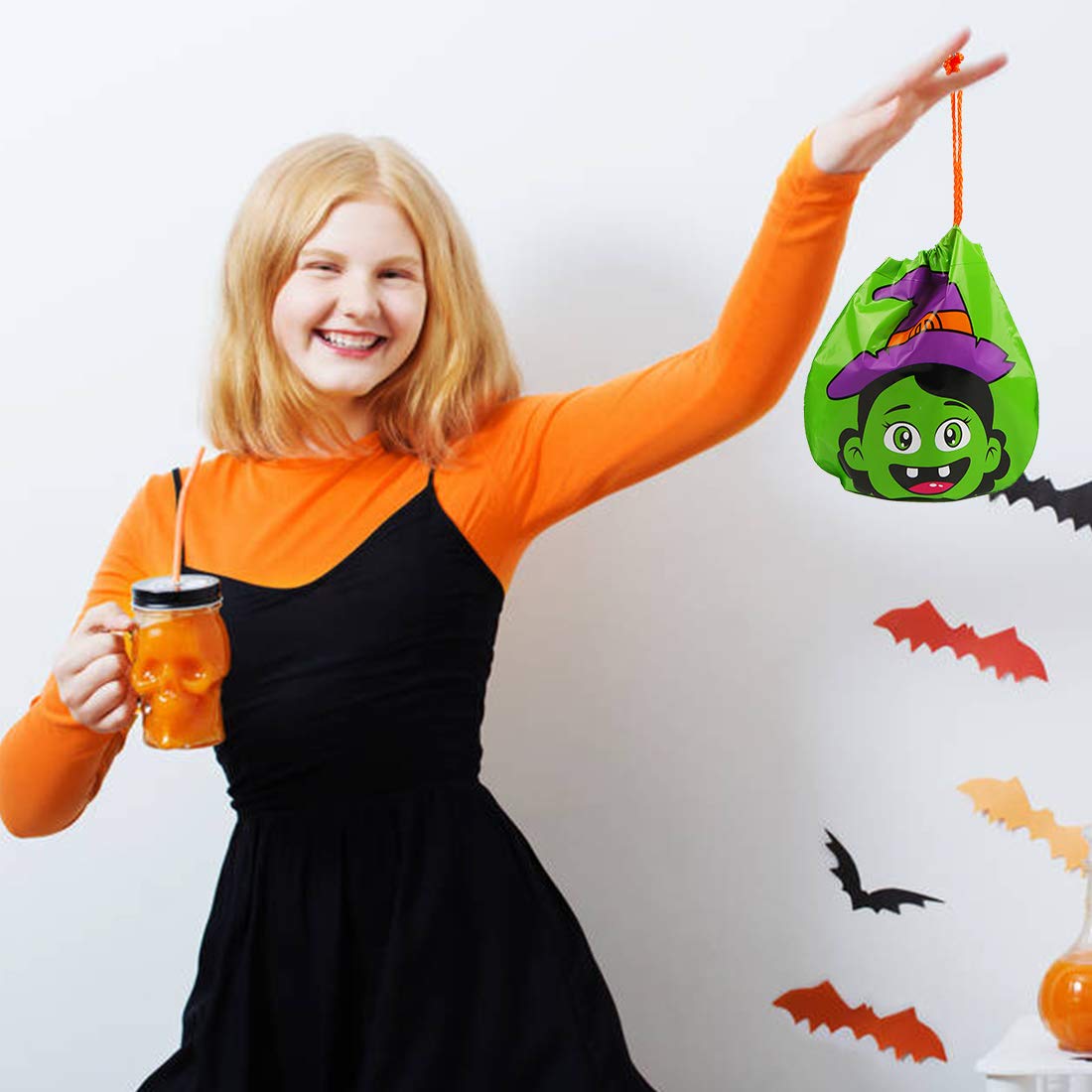 CCINEE 72pcs Halloween Drawstring Goody Bags 12 Styles Halloween Treats Bags for Kids's Trick or Treat Party Favor Supplies