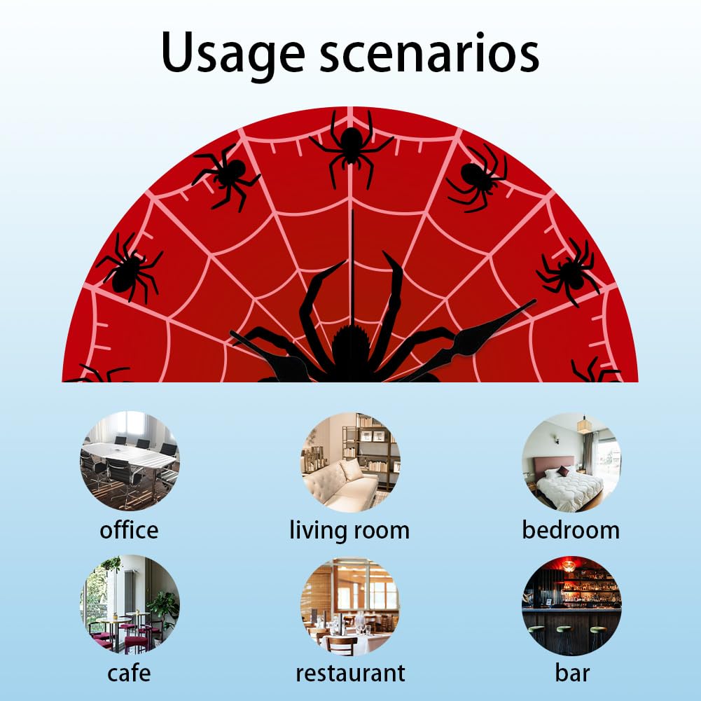 CHGCRAFT Halloween Spider Pattern Wall Clock 12 Inch Non-Ticking Spider Web Clocks Round Wall Hanging Clock Battery Operated for Bedroom Living Room Kitchen Office