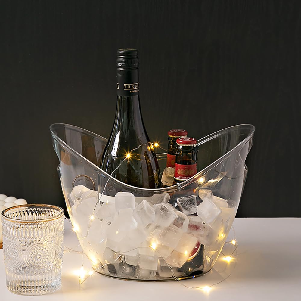 2 Pcs Ice Bucket 4 Liter Champagne Wine Bucket Clear Acrylic Beverage Tub Party Drinks Ice Tub for Wine, Champagne or Beer Bottles Bar Supplies
