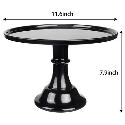 KLASKWARE Round Cake Stand Black 11" Melamine Cake Display Stand Dessert Cupcake Display Tray for holiday,Graduation,Wedding,Birthday,Party,Baby Shower,Anniversary,Ceremony,Christmas