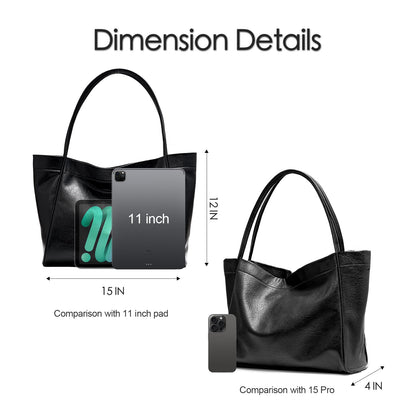 Large Tote Bag for Women Purses for Women Shoulder Bag Durable Vegan Leather Handbag Purse for Women Everyday Work (Black)