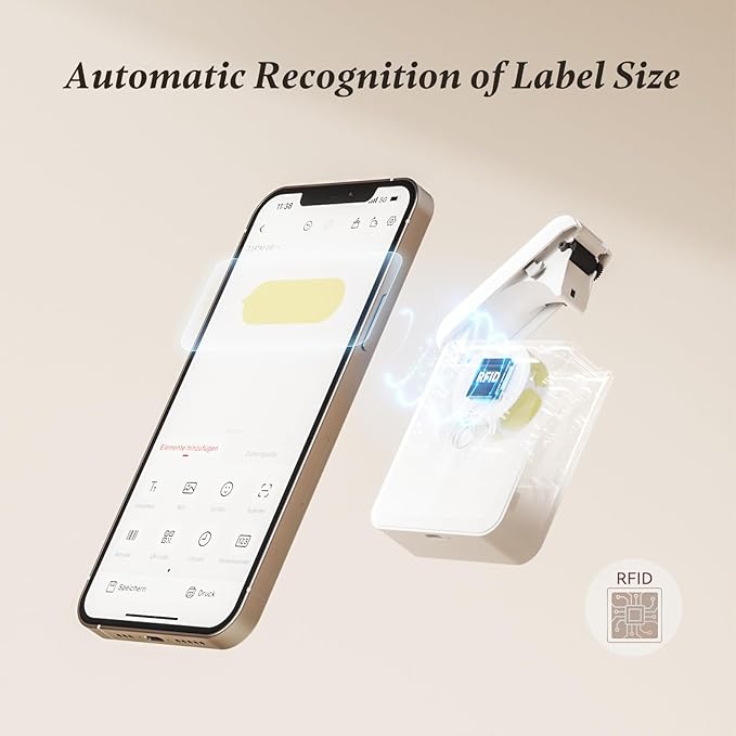 NIIMBOT Label Maker Machine Bluetooth Label Printer for School Home Office Organization, Wireless Mini Labeler D110 Upgraded Version, Label Machine with 3 Labels, White