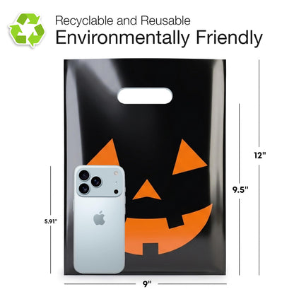 Choice Marts 100 Halloween Bags 9"x12" Glossy Great For Goodies Also Perfect as Small Halloween Bags For Trick or Treat