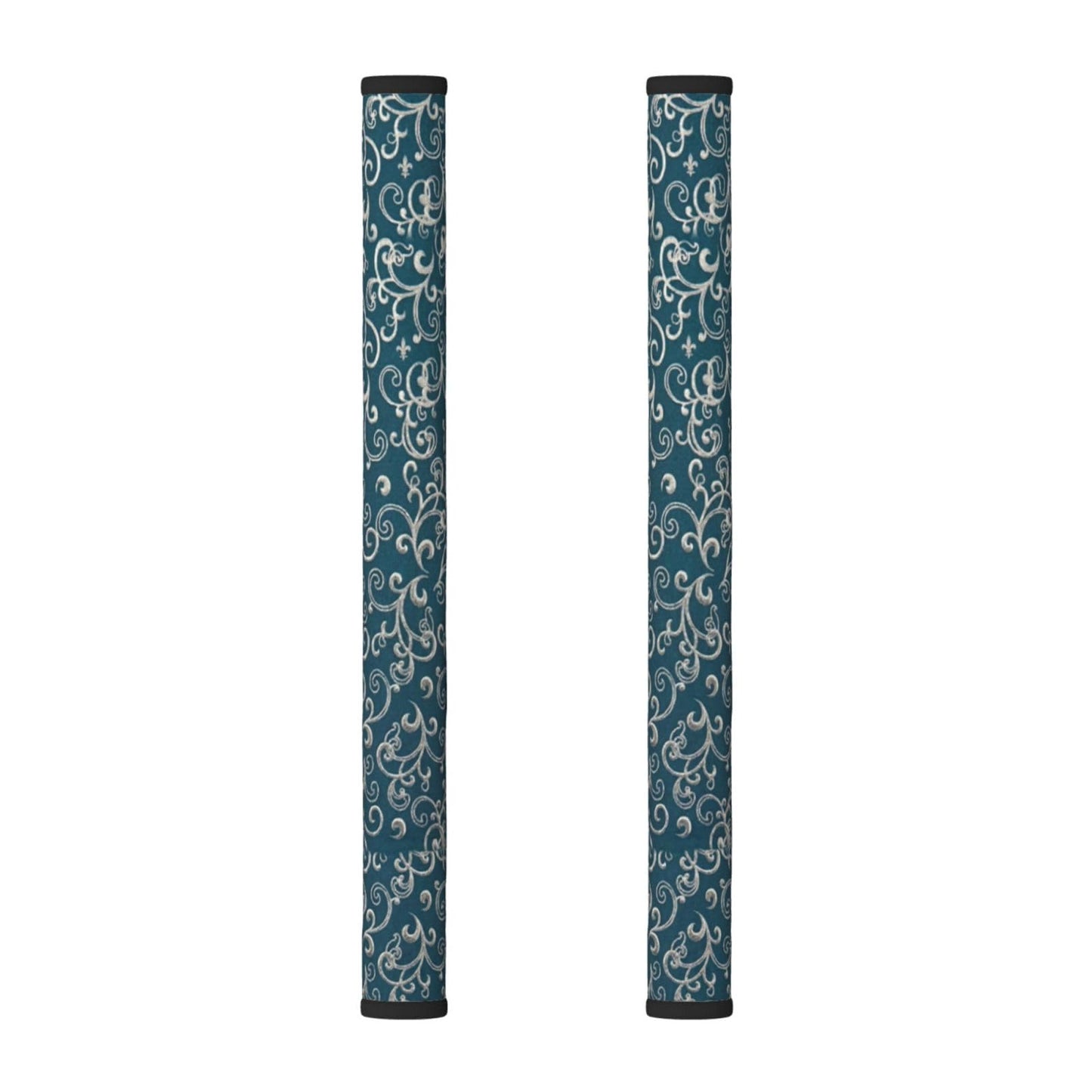 Non Slip Refrigerator Handle Covers 2pcs ,Neoprene Refrigerator Door Handle Covers For Fridge, Oven, Dishwasher & Microwave, Decorative Kitchen Appliance Handle Covers,Baroque Scrollwork Peacock Blue