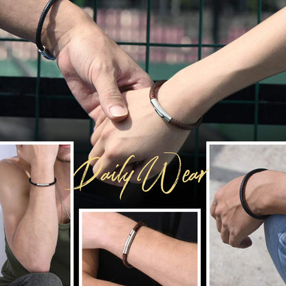 ChainsHouse Leather Bracelet for Men Women 5mm 7.0 inch Waterproof Wristband Bracelet Male Gift