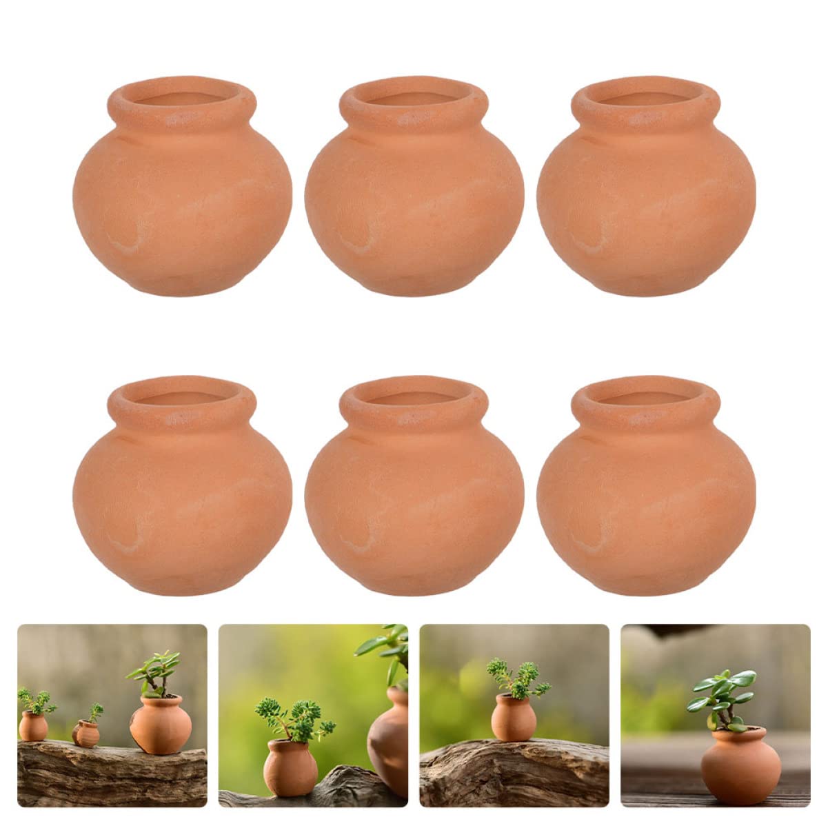 HANABASS 6pcs Mini Terracotta Pots Miniature Flower Pots Compact Containers for Crafts DIY Garden Plants Office Decor Mini House Accessories 1.5X1.5 Inch