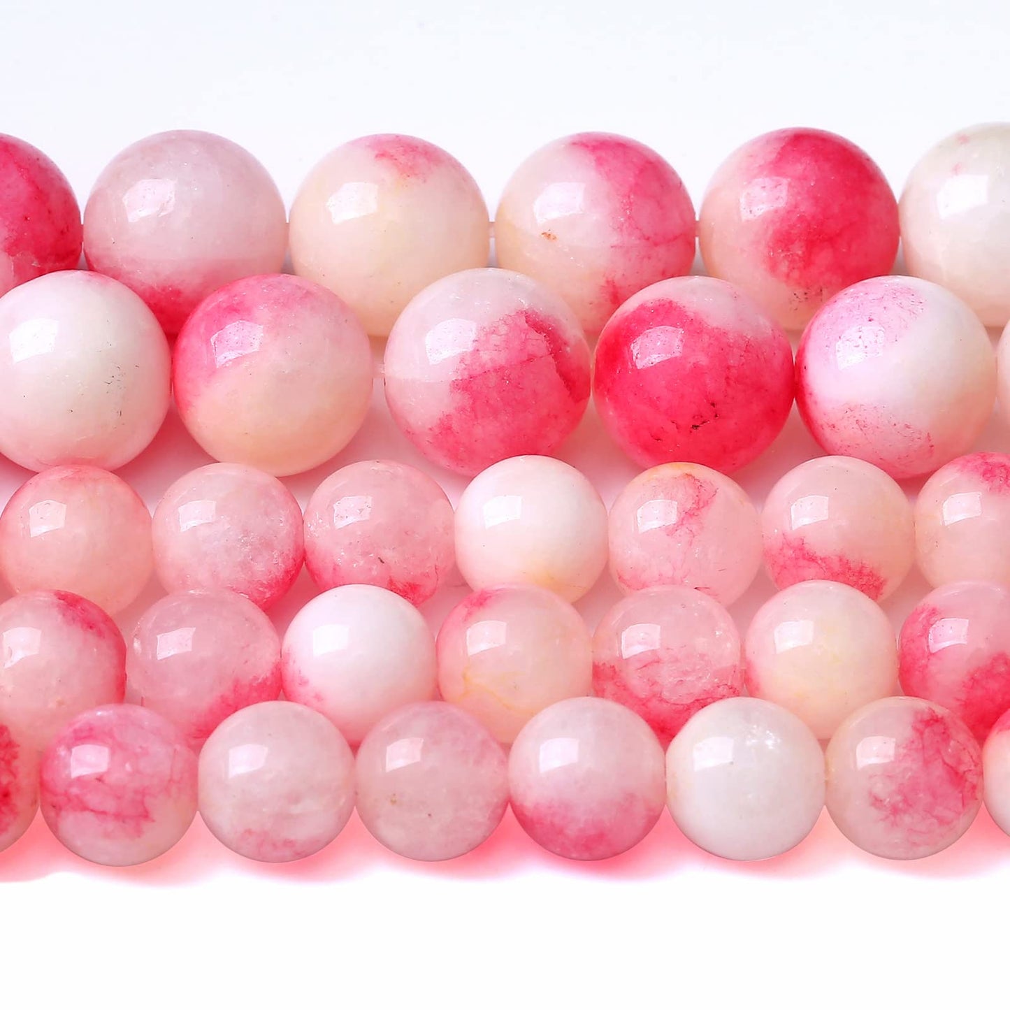 120PCS 6MM Pink Tourmaline Jade 2 Strands Stone Beads for Jewelry Making DIY Bracelet Necklace