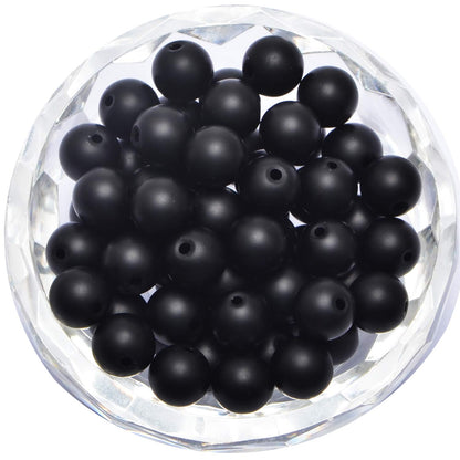 100Pcs Natural Crystal Beads Stone Gemstone Round Loose Energy Healing Beads with Free Crystal Stretch Cord for Jewelry Making (Matte Onyx, 8MM)