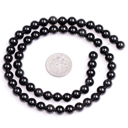 6mm Natural Black Obsidian Beads Round Gemstone Loose Beads for Jewelry Making (58-62pcs/strand)