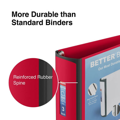 Staples Heavy-Duty 3-Inch D-Ring Binder, Red – 3-Ring Binder with Vinyl Cover, Holds Up to 600 Sheets for School & Office