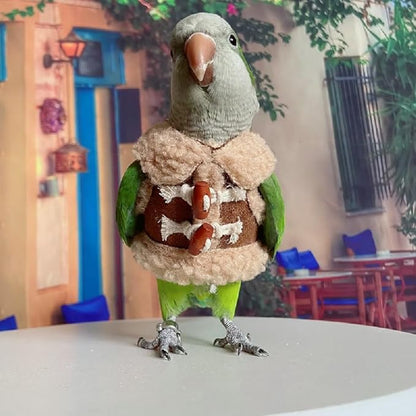 PARREN Bird diaper flight suit parrot costume pet animal costume, applicable to birds and parrots warm supplies. (M), Brown