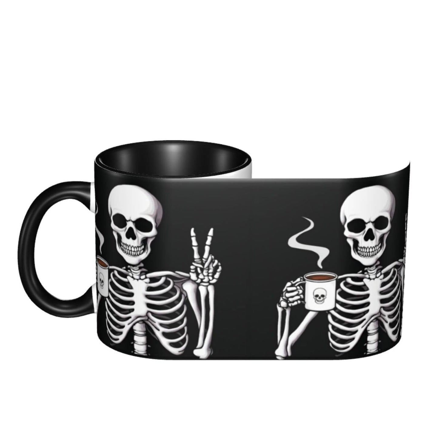 Yamegoun Skull Coffee Mug 11oz Ceramic Tea Cup Kitchen Decor Microwave Safe for Office and Home Novelty Christmas Gifts for Men Women