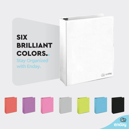 Enday 3 Ring Binder 1.5 Inch, White Heavy Duty Three Ring Binder, 325 Sheets Capacity - 1.5 Inch Binder for Home School and Office