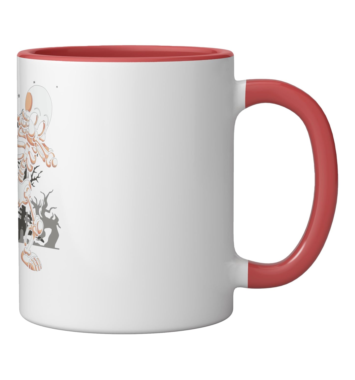 Halloween Boys Men Dabbing Skeleton Skull Rib Cage Dab Dance Ceramic Mug, Red/White