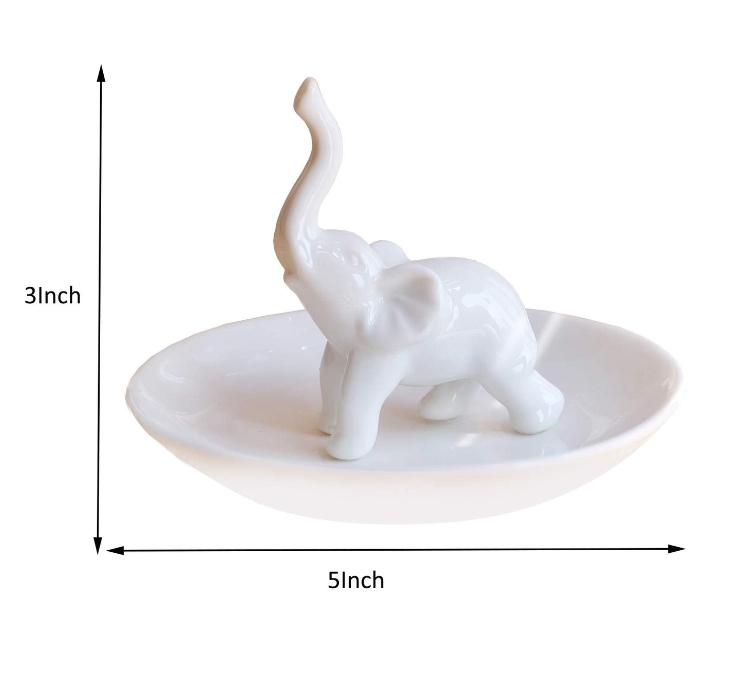 PUDDING CABIN White Elephant Ring Holder Dish Ring Tray for Jewelry | Elephant Gifts for Women Christmas, Birthday, Mother's Day
