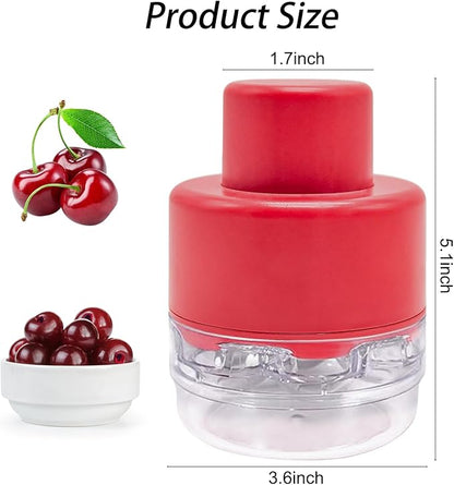 Cherry Pitter - 7-In-1 Cherry Seed Remover Cherry Pitter Tool Push Type Cherry Corer Multiple, Kitchen Cherry Jam (Red)