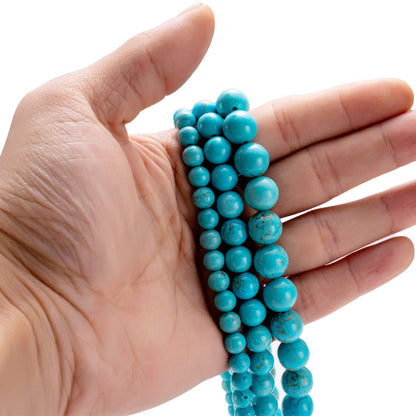 BEADIA Natural Blue Turquoise Stone Round Loose Semi Gemstone Beads for Jewelry Making 8MM 44PCS