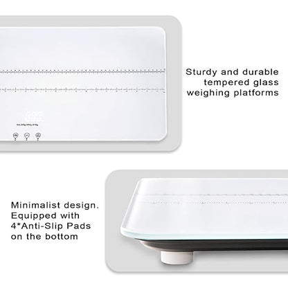 UNIWEIGH Digital Pet Scale 220lbs x10g Accuracy,Dog/Cat Animal Scales with 3 Weighing Units/Tare/Hold Function,Baby Scale for Pets,Tempered Glass Material,USB Charging,Large LED Platform Scale,White