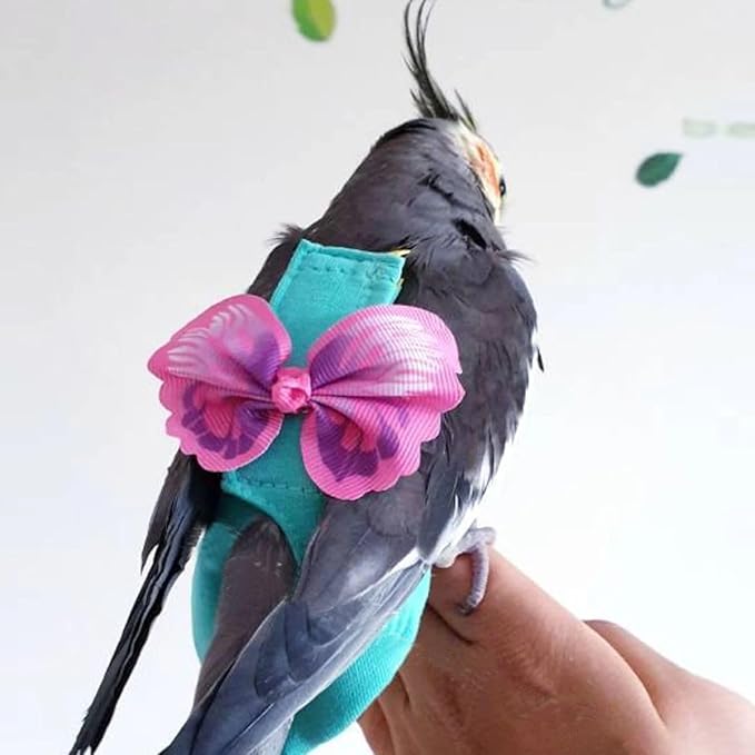 Bird Diaper Harness Flight Suit Clothes, Parrot Flight Suit with Leash for Parrot, Bird Flying Clothes for Outdoor Activities Training (with Leash,L)