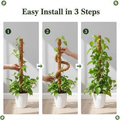 BIESTJP Monstera Plant Support,Bendable Coco Coir Pole for Monstera Plant Supports Indoor Plants, 63 inch Moss Pole Support for Climbing Plants
