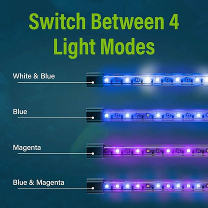 GloFish 10-Inch LED Light Stick for Fish Aquariums Up to 20 Gallons, 1 Count, with White, Blue and Magenta LED Lights