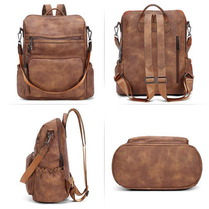CLUCI Backpack Purse for Women Travel Backpack Large Leather Fashion Designer Lady Shoulder Bag with Tassel Brown