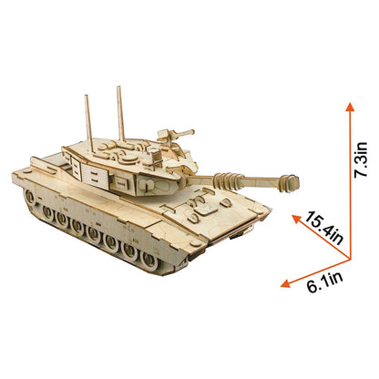 3D Wooden Puzzles Laser Engraving DIY Safe Assembly Constructor Kit Toy for Teens and Adults (Tank)