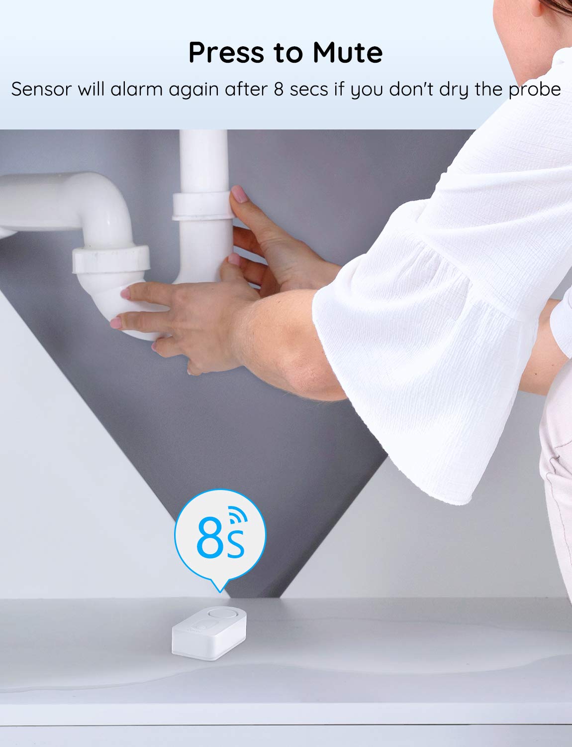 Govee Water Leak Detectors 1 Pack, 100dB Adjustable Audio Alarm Sensor, Sensitive Leak and Drip Alert, for Kitchen Bathroom Basement (Cannot Connect to Wi-Fi Directly)