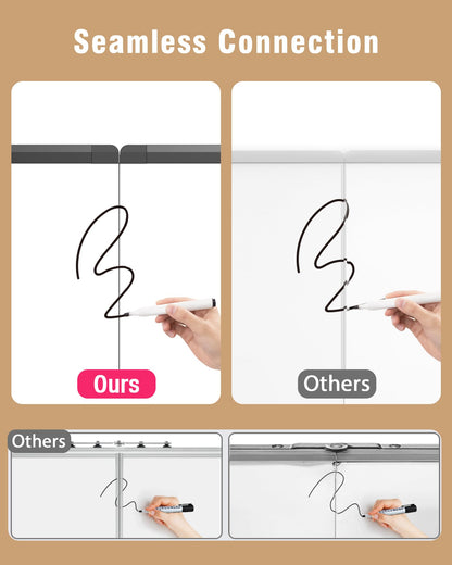 60"X 40" Large Magnetic Dry Erase Whiteboard, Wall Hanging Board with 8 Pens & 4 Dry Erasers & 30 Magnets, Sliver Aluminum Frame Black
